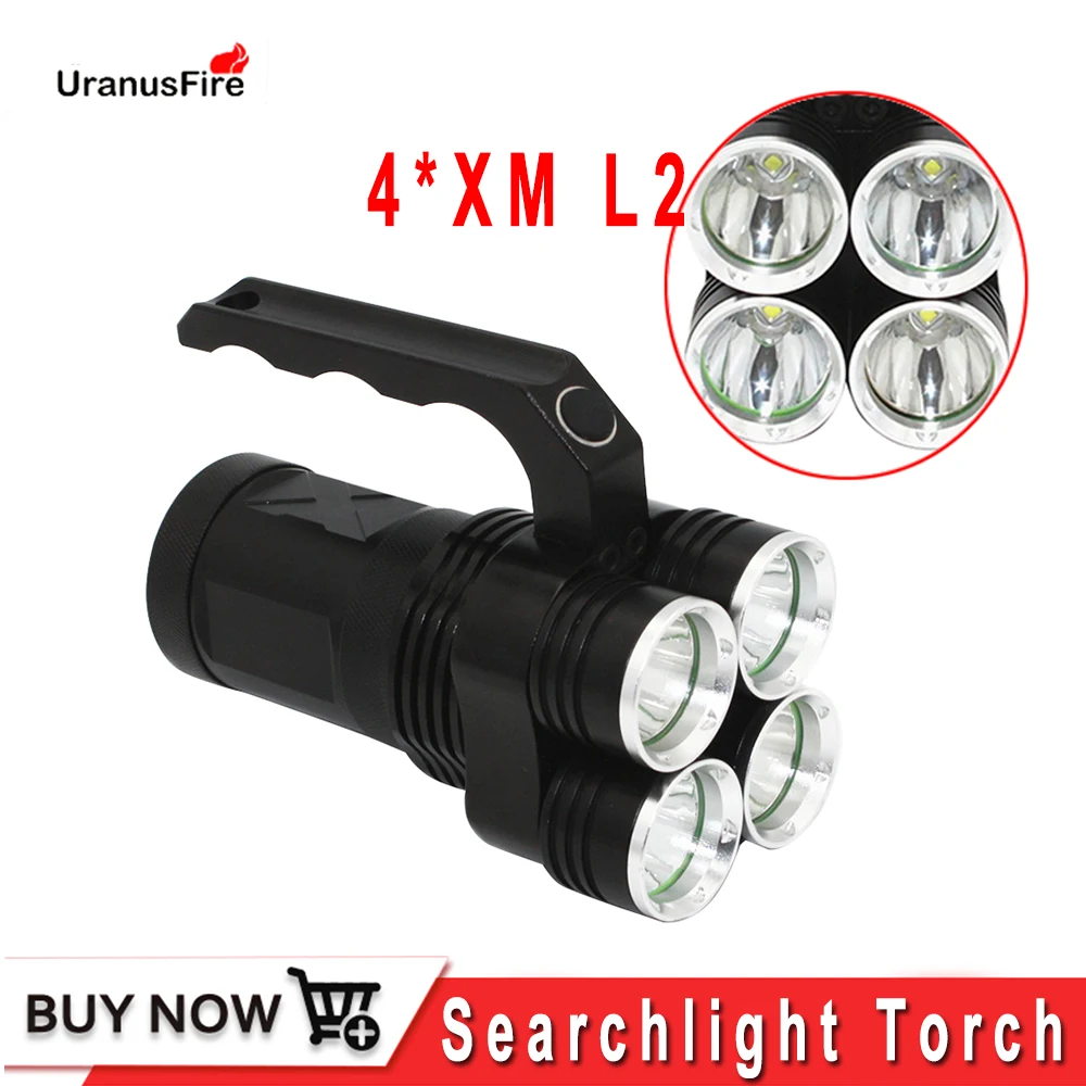 4500LM LED Flashlight 4 * XM-L2 Spotlight Searchlight Torch 18650 battery Super bright Tactical outdoor Camping Hunting Light