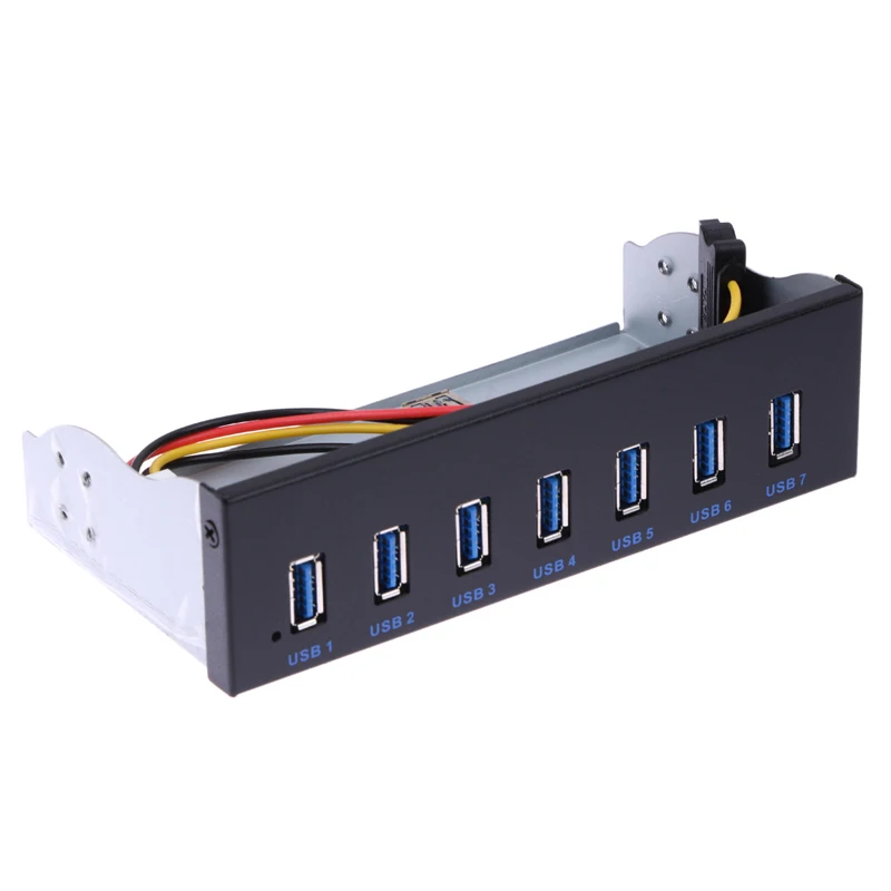 

USB 3.0 Hub 7 Ports 5Gbps 5.25" CD-ROM Drive Bay CD ROM Front Panel for Computer Case USB 3.0 19-pin Header to Type-A Male Cable