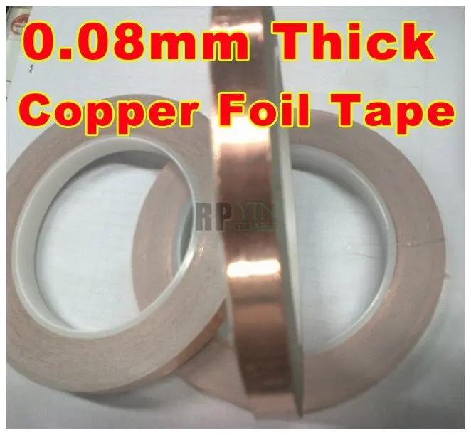 1x 9mm *30M *0.08mm Thick Conductive Shielding  Copper Foil Tape,  Transformer EMI Shielding Free Shipping,