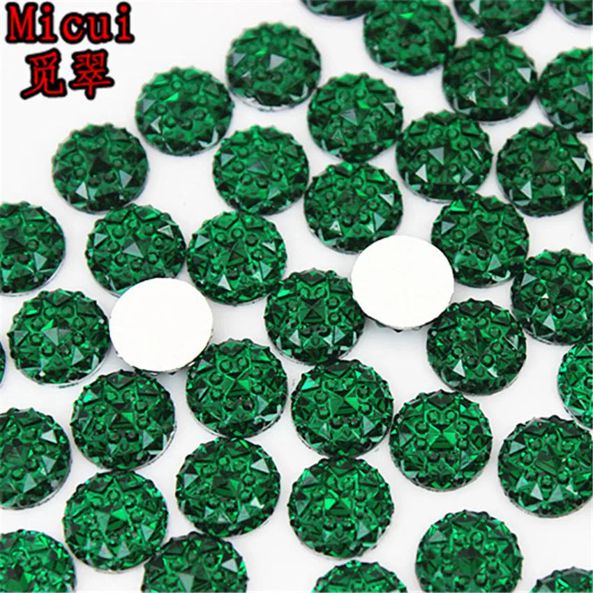 Micui 100pcs 10mm Round Resin Rhinestone Crystal Stone Rhinestone Applique Flatback For DIY Wedding Crafts Decoration MC695