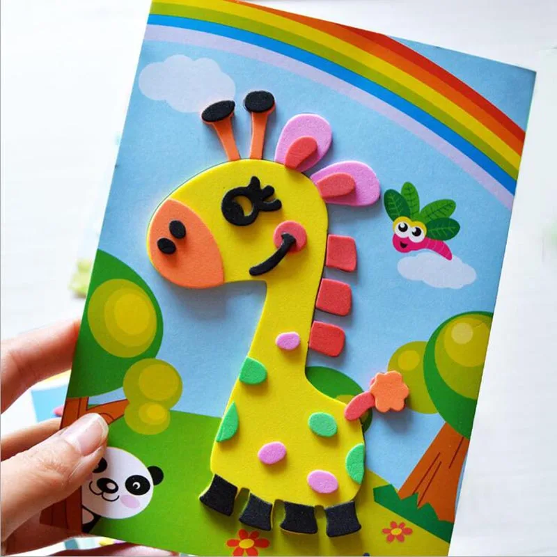 10 designs/lot DIY Cartoon 3D EVA Foam Sticker Puzzle Series Kids Multi-patterns Styles Toys for Children Birthday Gift