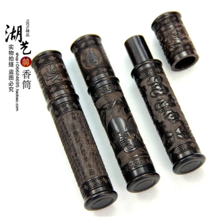 Ebony carving xiangyun small perfume cylinder toothpicks extinguishers tobacco tube sweet bursa gifts bamboo crafts wholesale