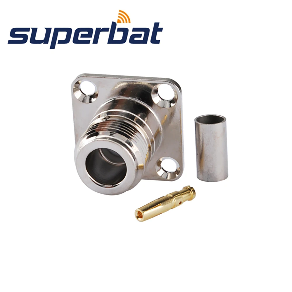 Superbat N Crimp Vrouwelijke Met 4 Hole Panel Mount Rf Coaxiale Connector Voor Kabel RG58 RG142 RG400 LMR195