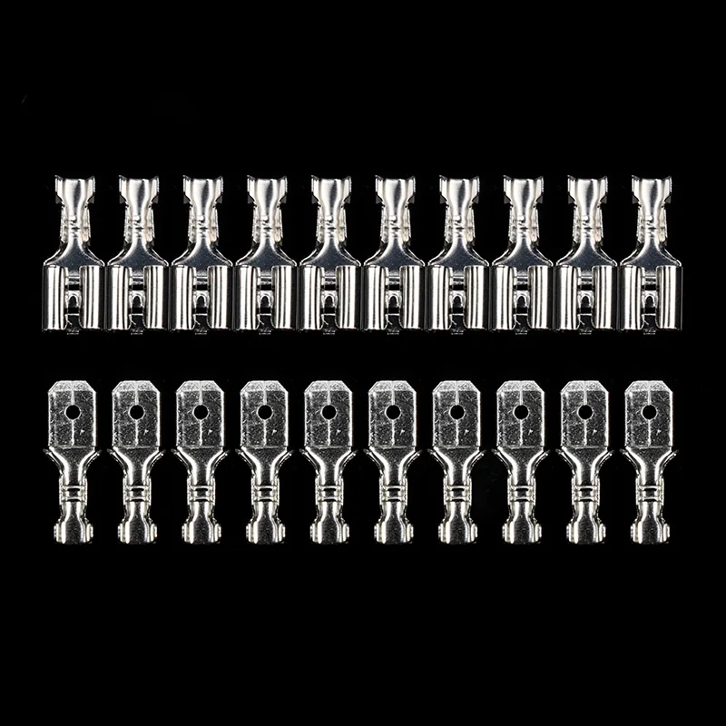 200Pcs 2.8/4.8/6.3mm Wire Connectors Terminals Kit Crimp Female/Male Spade Terminals  With Transparent Insulating Sleeves