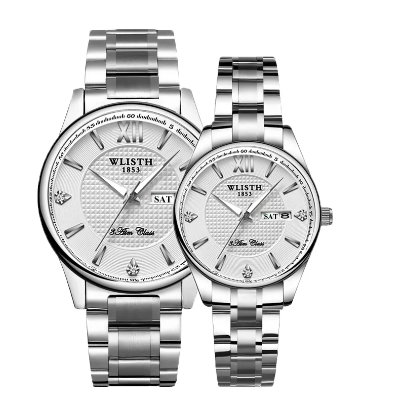 Casal Relógios De Pulso Alta Qualidade Top Marca WLISTH Business Watch para Homens Hour Women Relógios Dual Calendar Ladies Watch for Lover