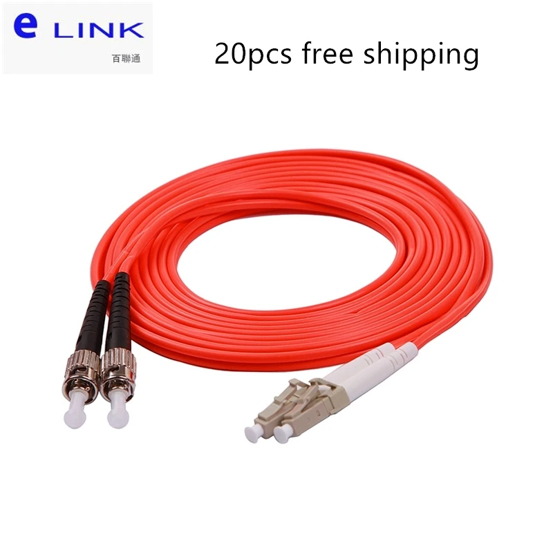 LC-ST fiber patch cord duplex multimode 50/125um 2.0mm orange cable optical fibre jumper free shipping ELINK 20pcs