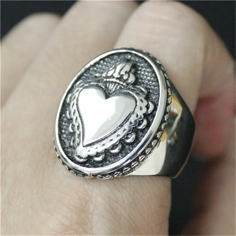 1pc Polishing Love Heart Ring 316L Stainless Steel Punk Style Lovers Ring