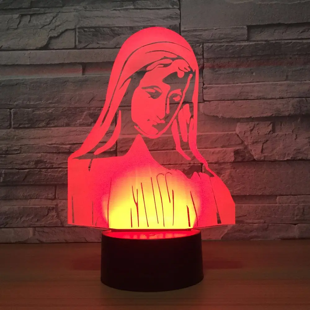 Virgin Mary Acrylic night light Wireless speaker Color-adjustable Action figure Religious belief ornament Y21