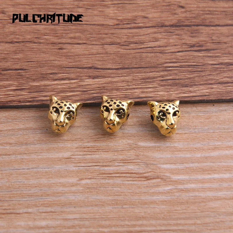 10pcs 7*9*9mm 2 Color Small Leopard Head Bead Spacer Bead Charms For Diy Beaded Bracelets Jewelry Handmade Making