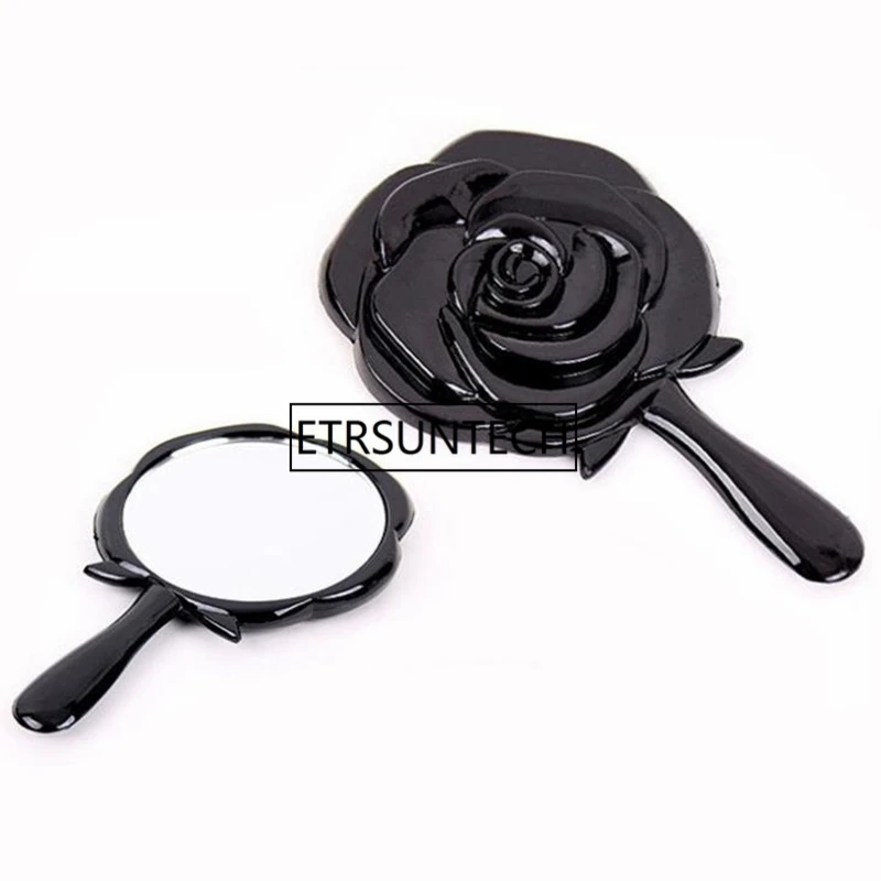 Hand Held Makeup Mirror New Black Ladies Floral Vintage Beauty Dresser women Fashion Beauty tool F1637