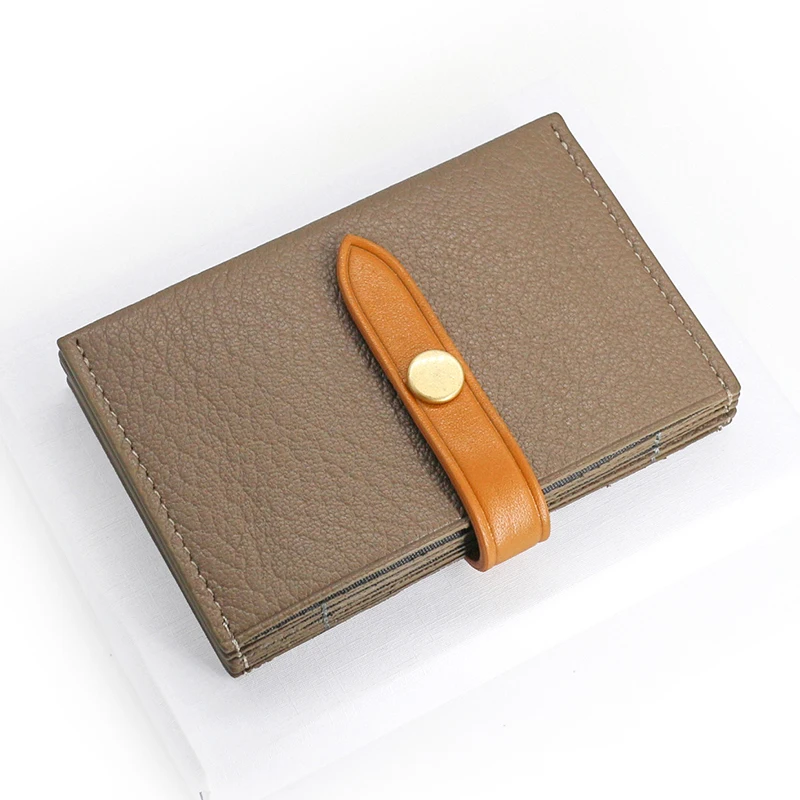 Credit Card Bag Women Genuine Leather Luxury Accordion ID Bus Card Wallet Casual Ladies Money Bag Mini Purses