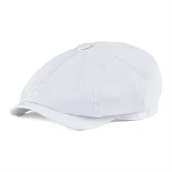 BOTVELA berretto da strillone da uomo cappello in cotone Twill bianco da donna berretti da panettiere da donna Retro grande copricapo cappello grande Cabbie Apple Beret Driver