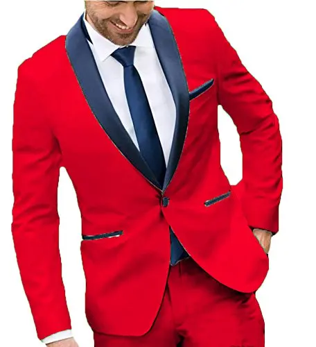 

Hot Recommend One Button Red Groom Tuxedos Groomsmen Shawl Lapel Mens Suits Blazers (Jacket+Pants+Tie) W:863