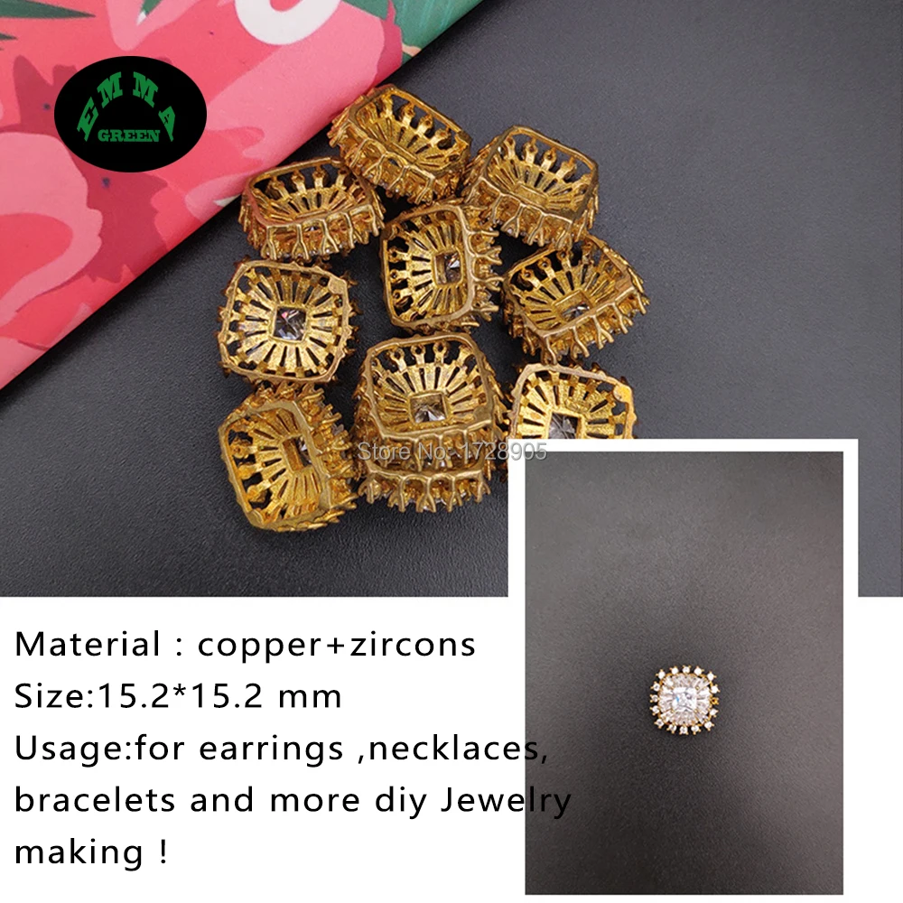 Zircon Button Accessories Crystal Charms 100pcs Zircon Gold Embellishments Buttons for Wedding Decoration Zircon Flowers