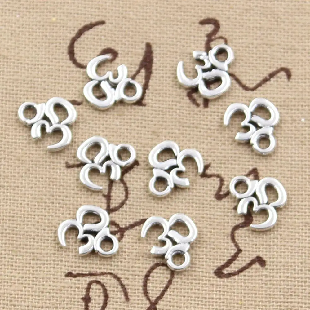 100pcs Charms Yoga OM 10x10mm Antique Making Pendant fit,Vintage Tibetan Bronze Silver color,DIY Bracelet Necklace