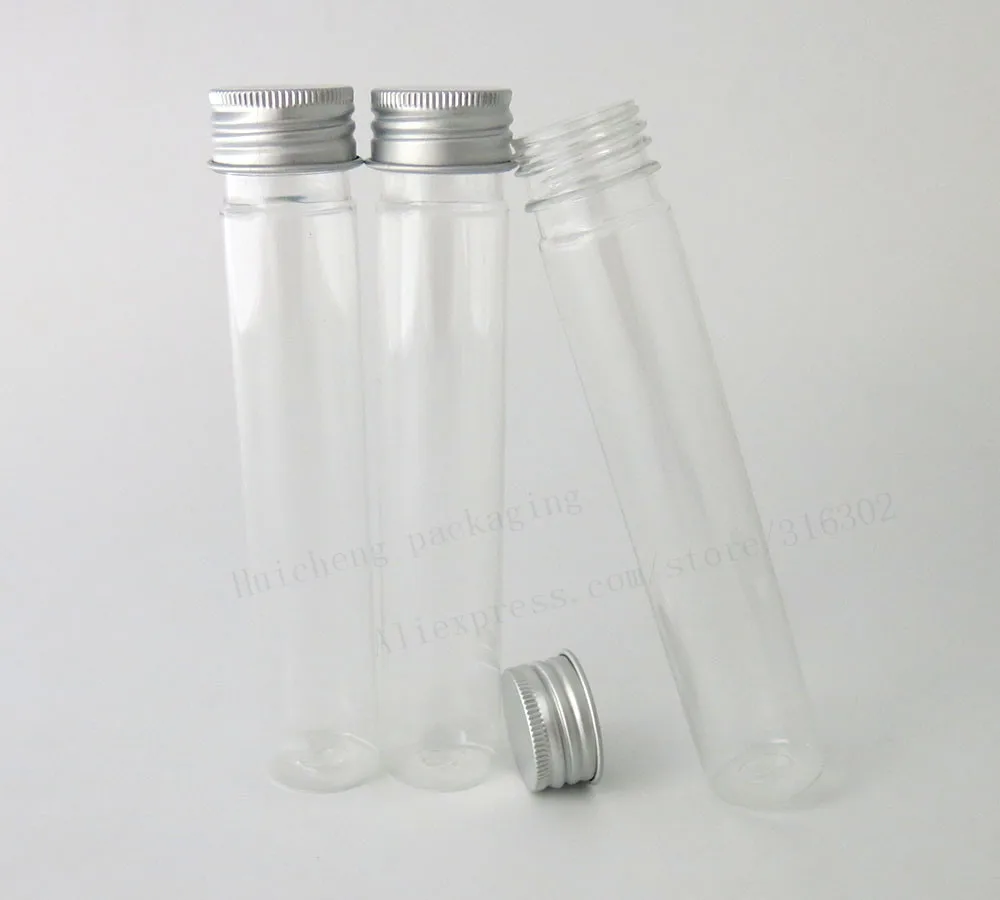 24 X  65ML Refillable Empty PS perform Tube with Aluminum Cap 65CC Clear Plastic Tube Transparent Display Tube