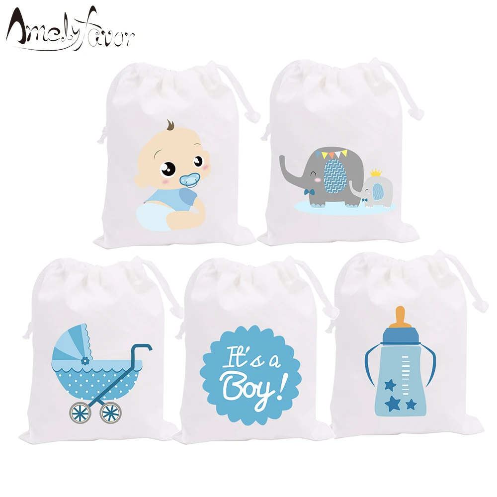 Boy Baby Shower Theme Party Bags Candy Bags Gift Bags Elephants Feeder Decorations Grand Event Birthday Party Container Supplies