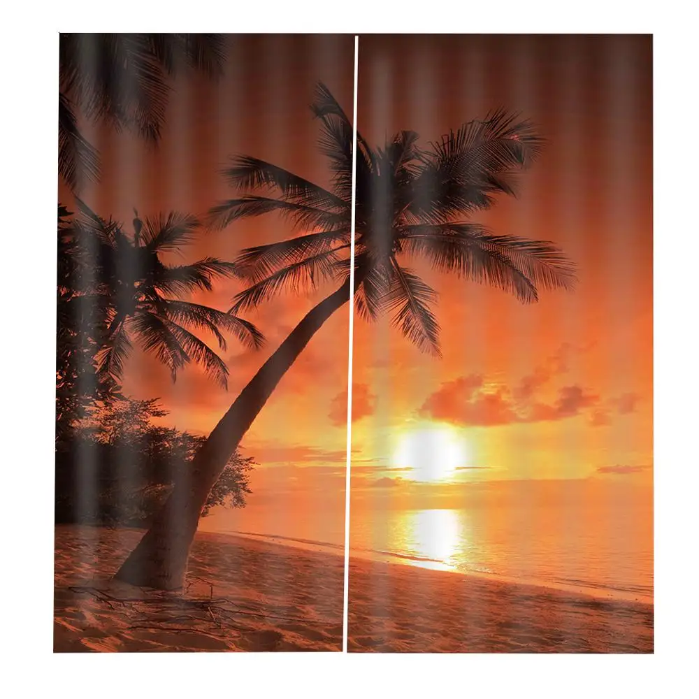 Customized 3D Blackout Curtains Living Room Bedroom Hotel Window curtains  sunset beach curtains Blackout curtain