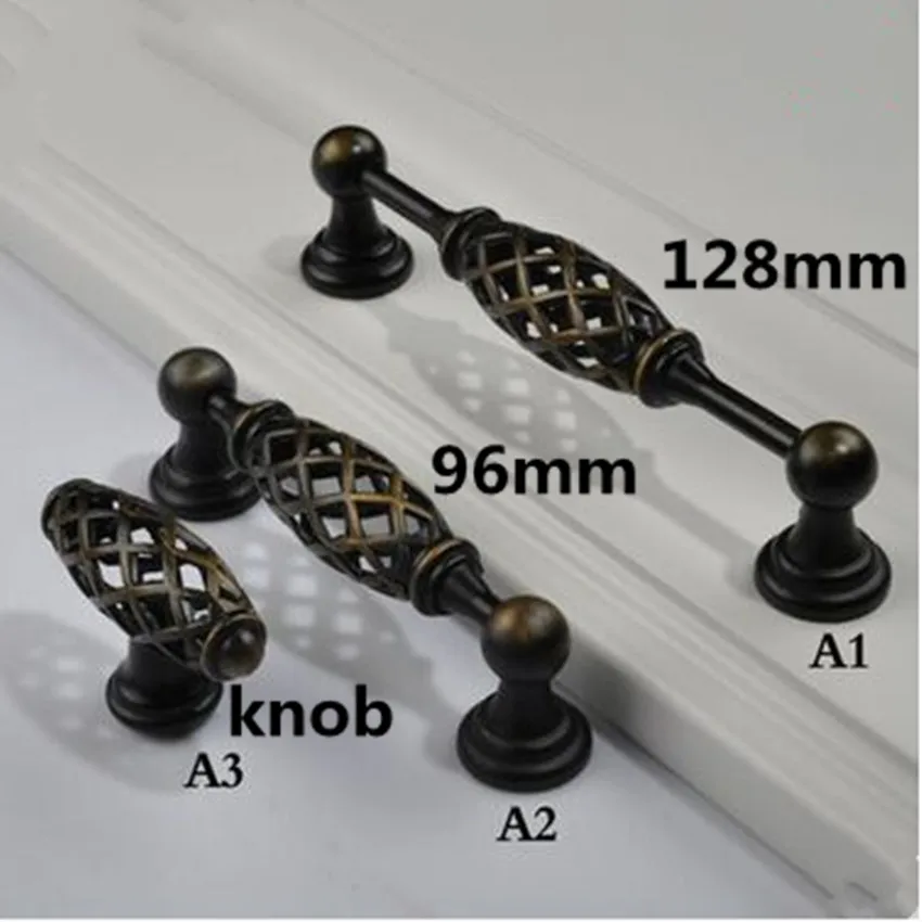 

128mm Retro fashion bronze birdcage furniture handles bronze kitchen cabinet drawer pull knob antique brass dresser handle 96mm