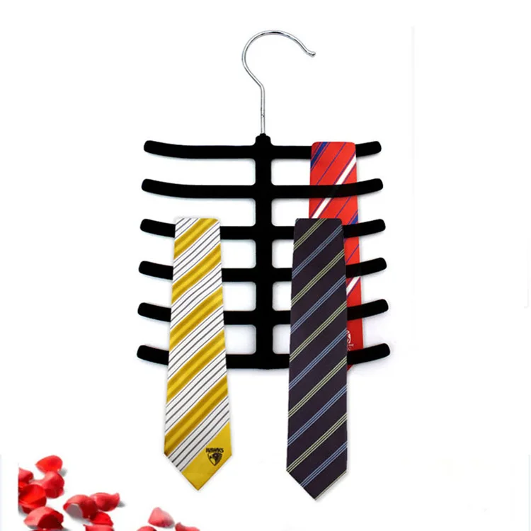 1PC New Nonslip Neck tie Belts Tie Hanger Flocking Velvet Hangers Tie Hanger Rack Shawl Scarf Closet Holder Organizer MZ 004