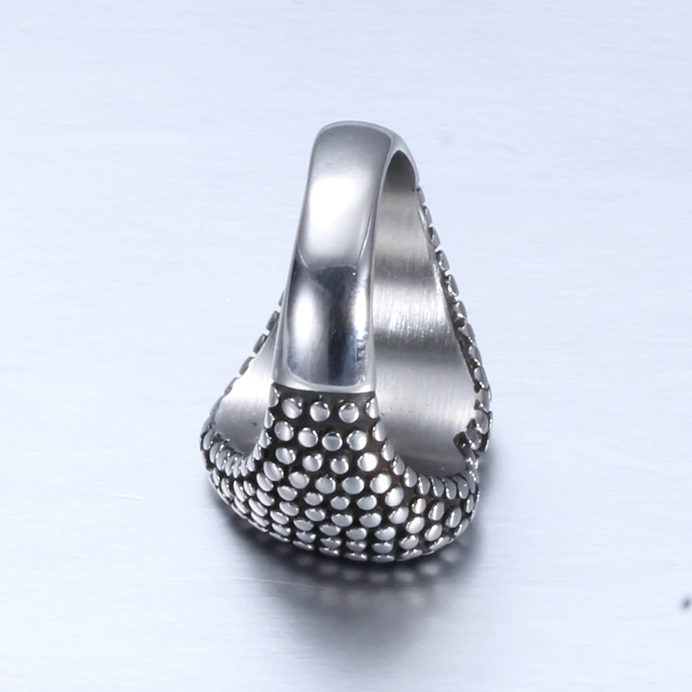 New Heart Black Small Dot  Stainless Steel Jewelry Ring Size 7-12 Punk Rock Mens Biker Rings Vintage Gothic Jewelry For Men