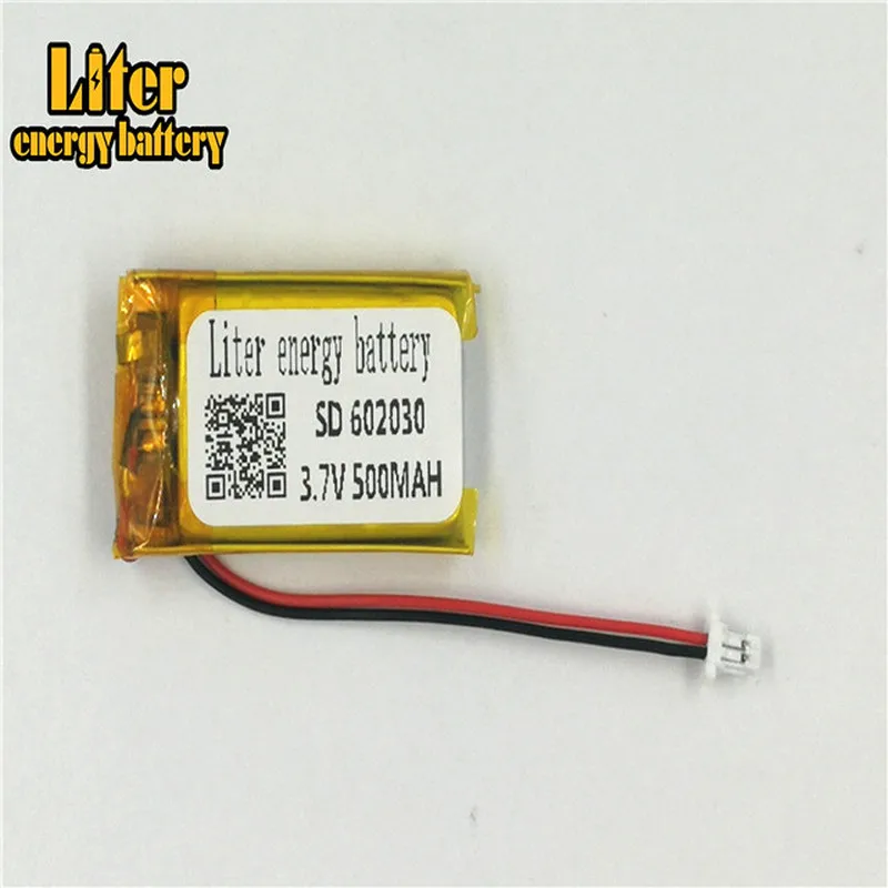 1.0MM złącze 2pin 3.7V 602030 500mah wysokiej jakości akumulator litowo-polimerowy