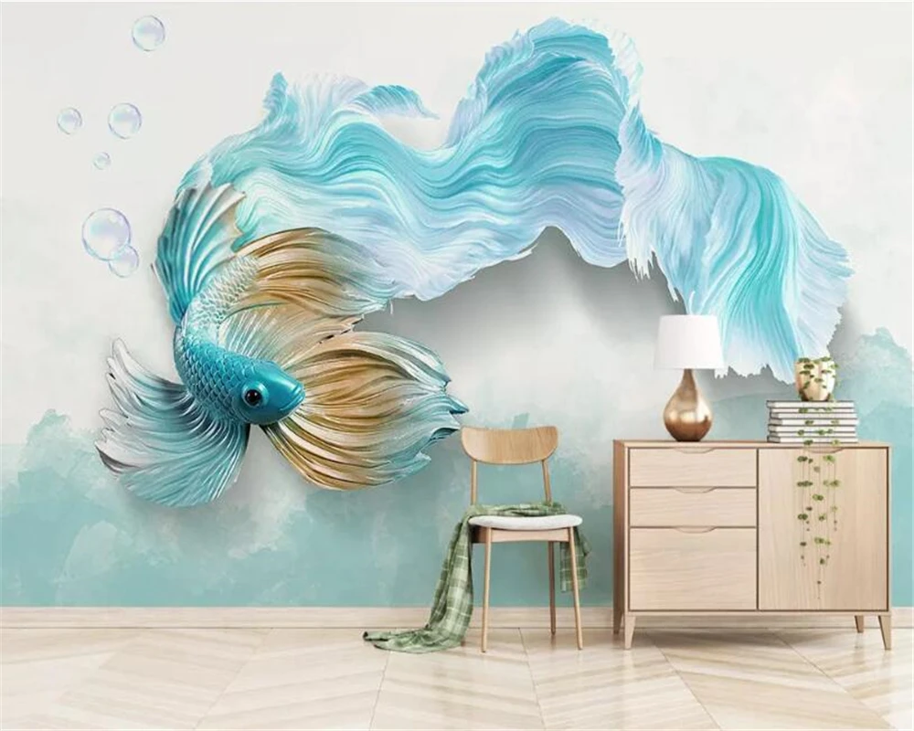 

beibehang Custom Wallpaper Living Room Bedroom 3d Wallpaper Modern abstract blue peacock TV Background Wall 3d wallpaper mural