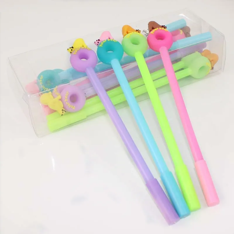 36pcs Creative stationery cartoon doughnut neutral pen cute candy color black water pen