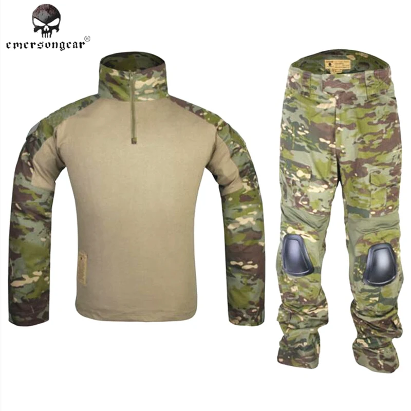 EMERSONGEAR BDU Airsoft Combat Uniform, abbigliamento da allenamento, pantaloni da caccia con ginocchiere, Multicam Tropic EM6972, Gen 2