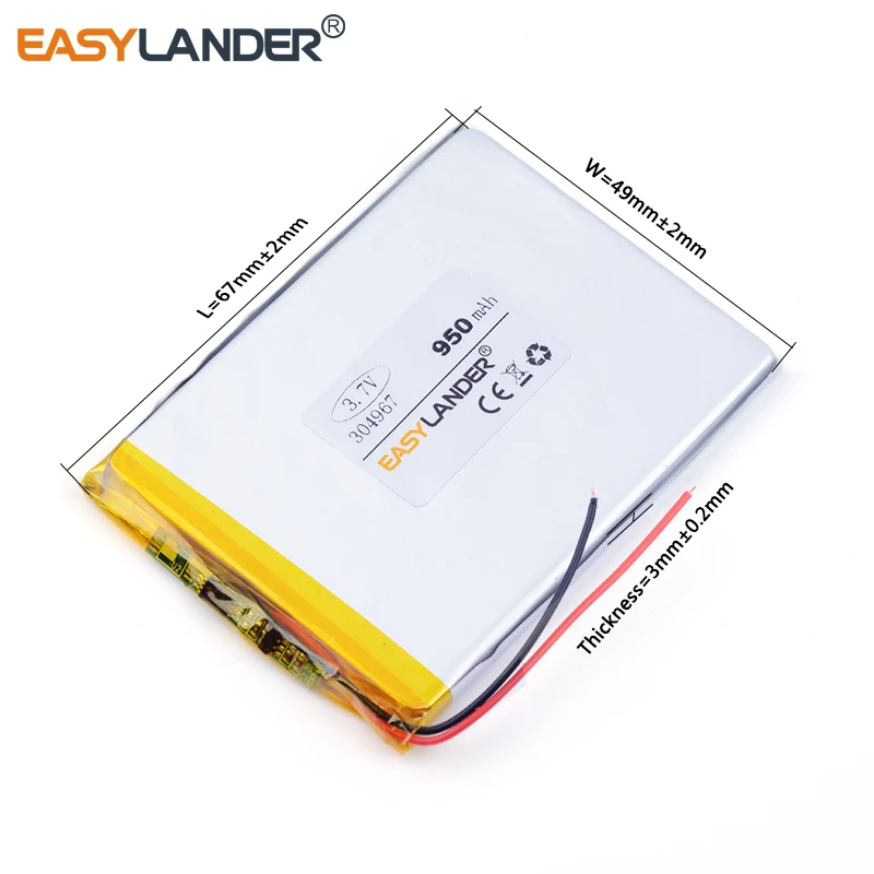 

10pcs /Lot 3.7V 304967 950mAh Rechargeable Lithium Li-ion Polymer Battery