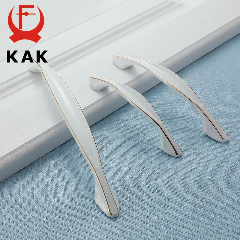 KAK Ivory White Kitchen Cabinet Handles European Style Cupboard Door Pulls Drawer Knobs Fashion Solid Furniture Handle Hardware