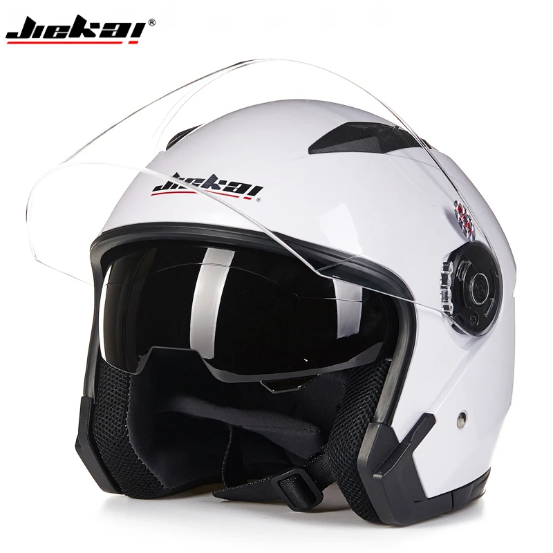 Genuine JIEKAI Helmet Motorcycle Motorbike Dual Lens Summer/Winter Open Face Helmet Moto capacete para motocicleta casco