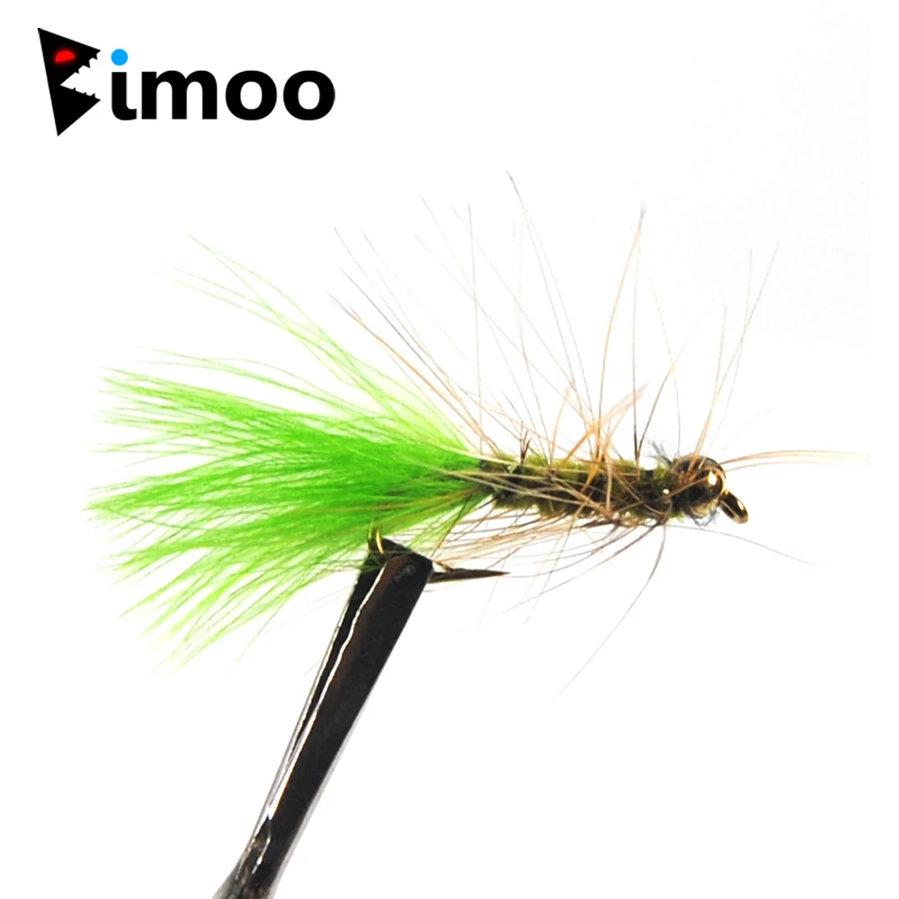Bimoo-cebos de pesca con mosca húmeda, 8 unidades, color negro, Chartreuse, naranja, cuentas de oliva, cabeza de plomada, Streamer, trucha verde