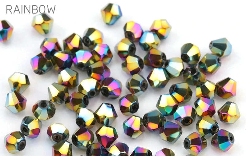 4mm shiny metall farbe doppelkegel perlen 5238 glas Perlen halb überzogene farbe Perlen kristall schmuck perlen für Schmuck Machen 120 teile/los – Detail 5