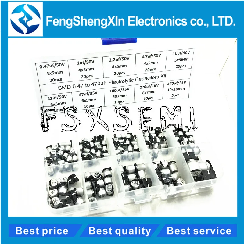 10values SMD 0.47 to 470uF Electrolytic Capacitors Assortment Kit  aluminum electrolytic capacitor