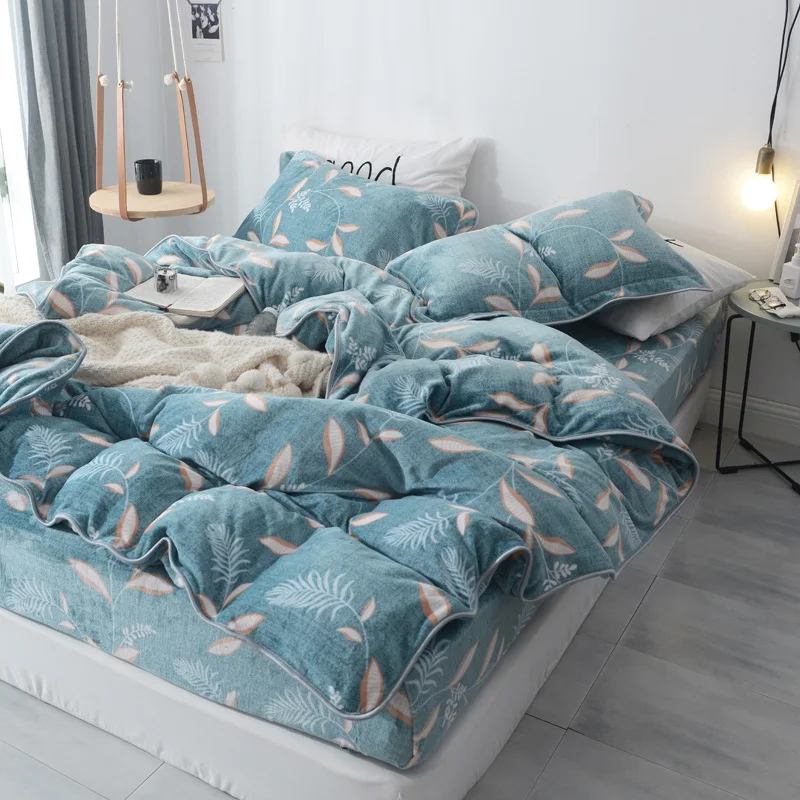 2018 New Super High-end bedding soft  winter thickening Farley four pieces of warm velvet flannel four-piece bedding set