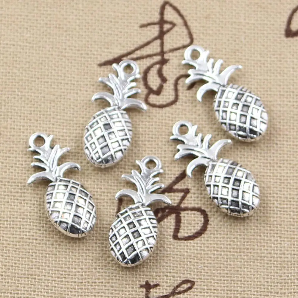 8pcs Charms Double Sided Pineapple 23x10mm Antique Making Pendant fit,Vintage Tibetan Bronze Silver color,DIY Handmade Jewelry