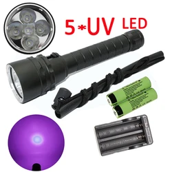 Linterna LED UV subacuática, luz ultravioleta, lámpara de buceo para búsqueda en el mar, ámbar, 2 baterías 18650 y cargador, 5x