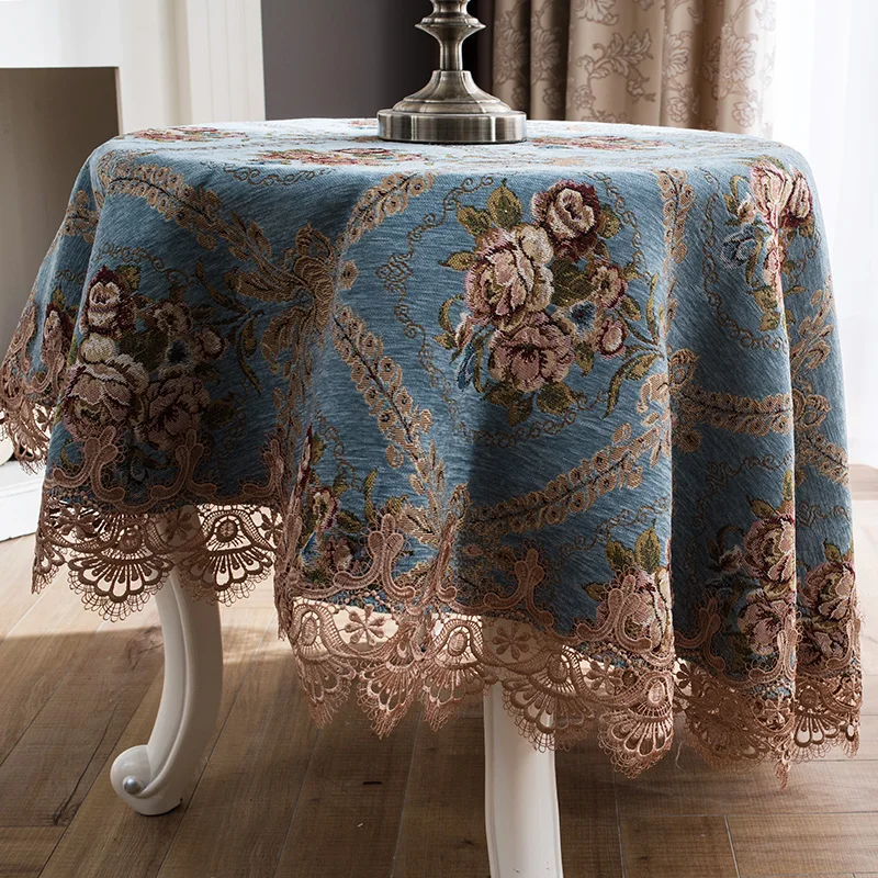 

Chenille lace tablecloths for table, round and square table cover, Europe BEAUTY FLOWER, polyester home decoration, fg904-2