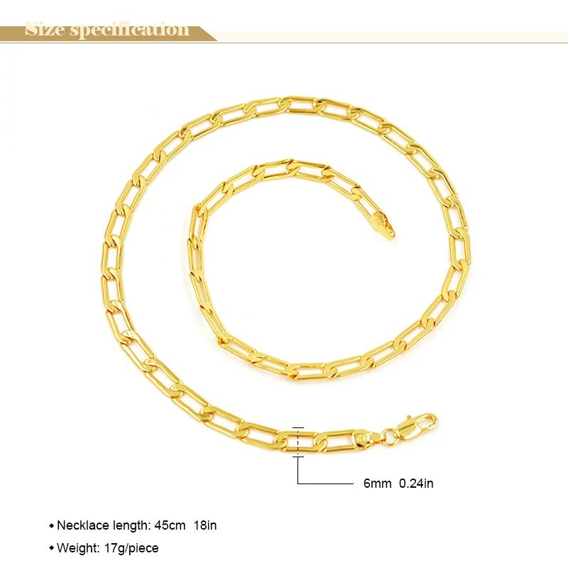 Sunny Jewelry Curb Link Chain Statement Necklace For Women Men Gold Color Geometric Punk Classic Copper Neck Jewellery Findings