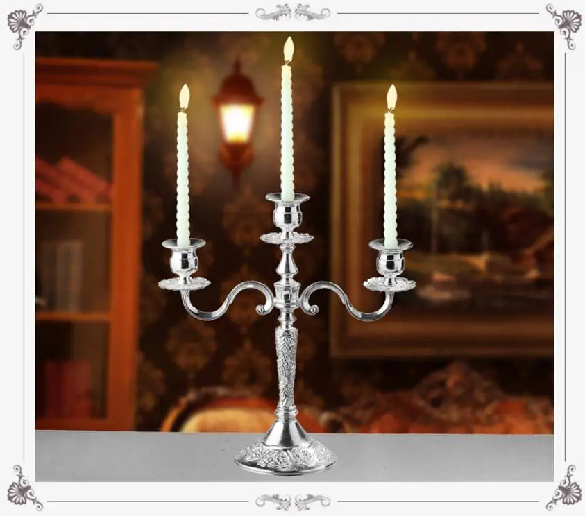 Europe sliver 5arm candle holders for wedding decorations metal candlestick candle holder for home desktop decoration  ZT125B