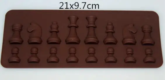 Fashion Hot 15-Cavity Chess Shaped Ice Chocolate Sugar Cake Silicone Mini Cube Tray Chess