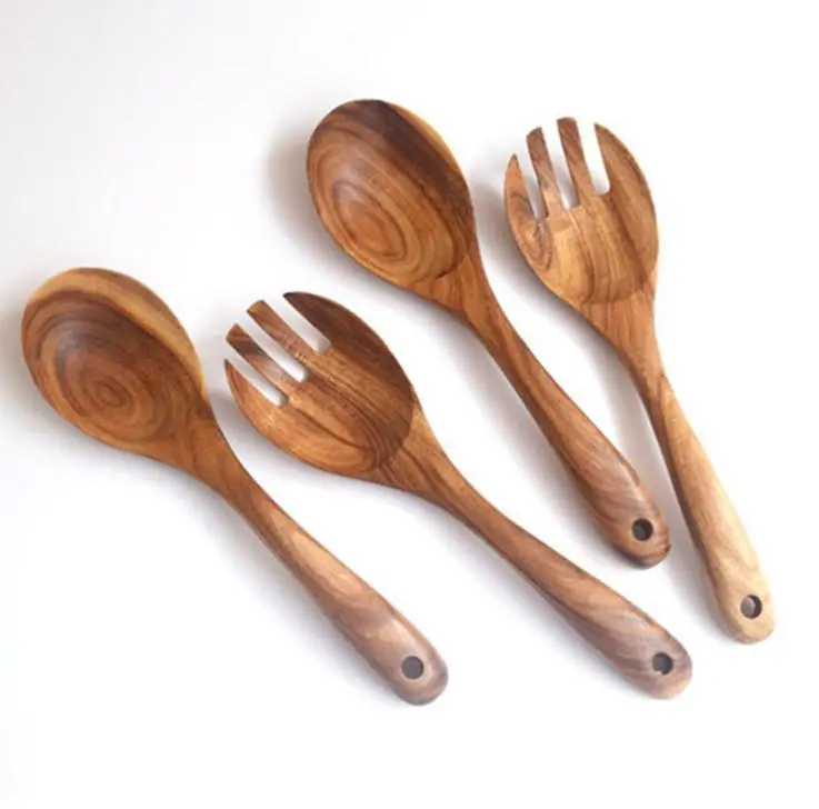 Large Wooden Fork Spoon Set, Kitchen Cooking Tools Fruit Vegetable Tools Salad Stirring Set Wood Kitchen Utensils SN1458