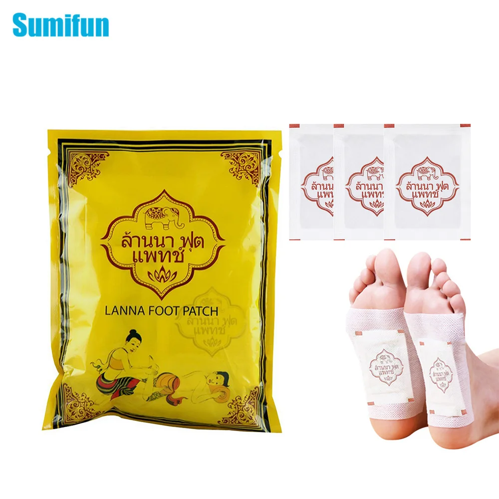 

Sumifun 10Pcs/Bag Thailand LANNA Detox Foot Patch Pads Detoxify Toxins Adhesive Keeping Fit Organic Herbal Patches C122