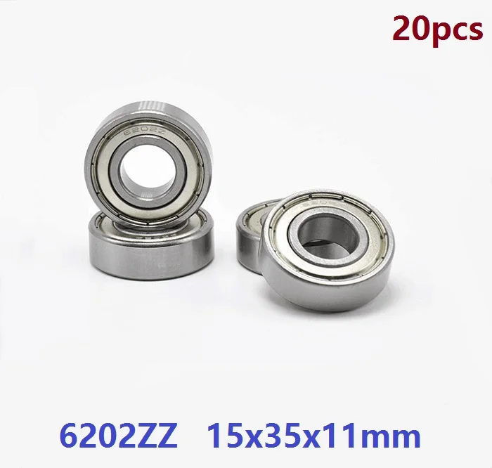 20pcs/lot 6202ZZ 6202-ZZ 6202 ZZ 2Z 15*35*11mm Deep Groove Ball bearing 15x35x11mm Ball Bearings