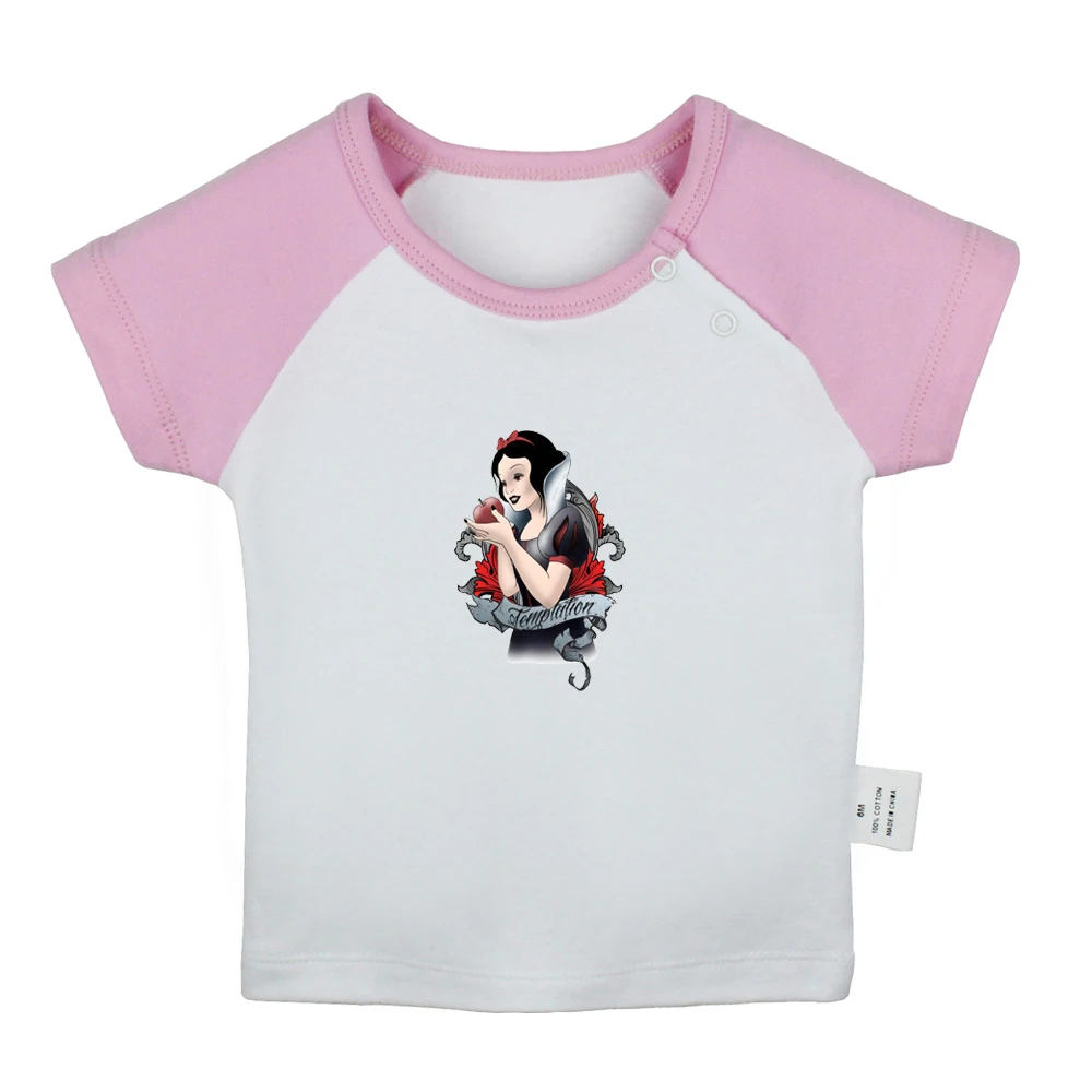 

Stained Glass Princess Snow White Rose Design Newborn Baby T-shirts Toddler Graphic Raglan Color Short Sleeve Tee Tops