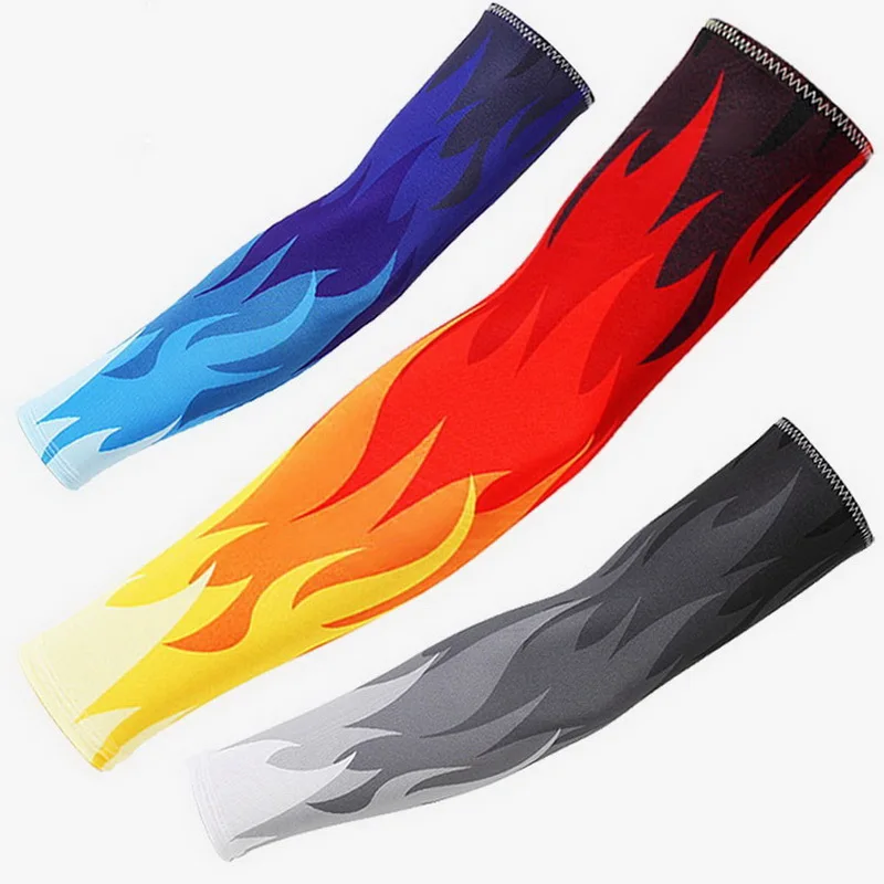 Sunscreen Cooling Arm Sleeves For Cycling Fishing Men Women Sun UV Protective Sleeves Sport cuff Flame Style Arm Warmer Cover