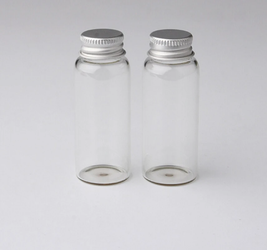 500 x 25ml transparent screw neck glass bottle with aluminum cap 25ml glass vials sample vials Wholesale