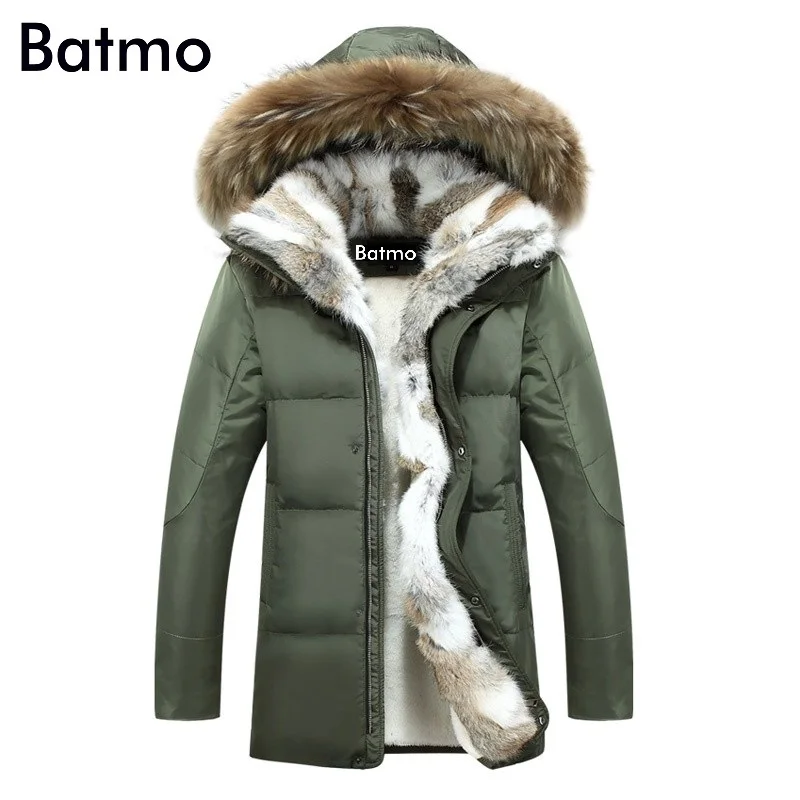 Batmo 2023 winter High Quality duck down jacket men coat parkas thick Liner male Warm Clothes Rabbit fur collar ,PLUS-SIZE 828