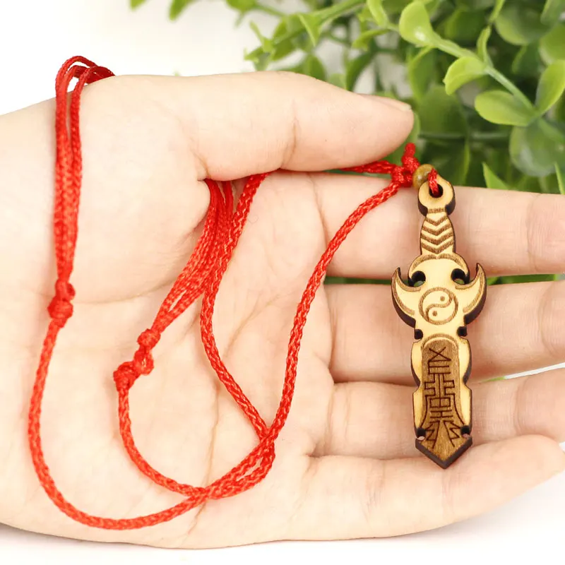 Lucky cherry wood sword necklace package decoration hangings evil spirits lucky lilliputian